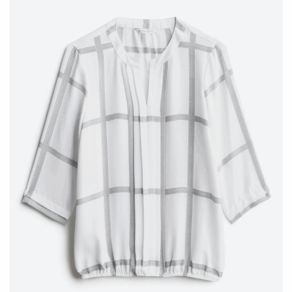 41 HAWTHORN - XS Juanis Pleat Detail Gathering Hem Blouse